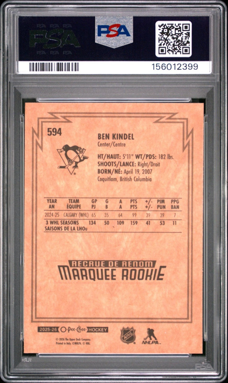 2025-26 O-Pee-Chee O-Pee-Chee #594 Ryan Leonard PSA 10 Graded trading card