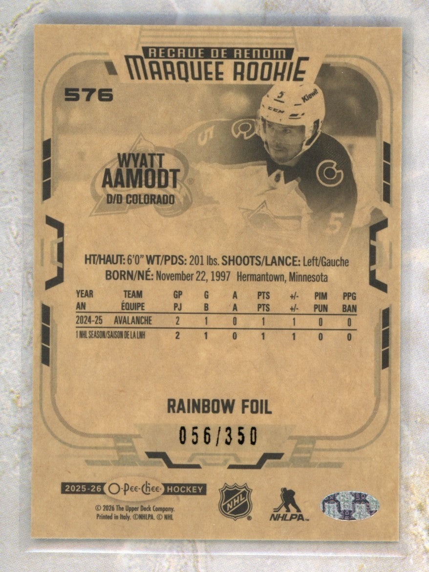 2025-26 O-Pee-Chee O-Pee-Chee #576 Wyatt Aamodt 350 Raw trading card