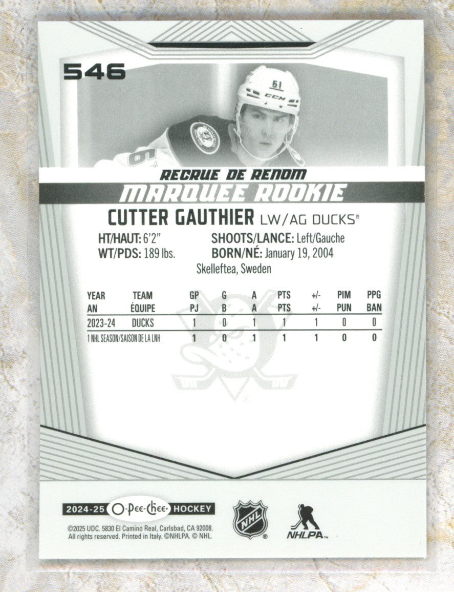 2024-25 O-Pee-Chee O-Pee-Chee #546 Cutter Gauthier Raw trading card