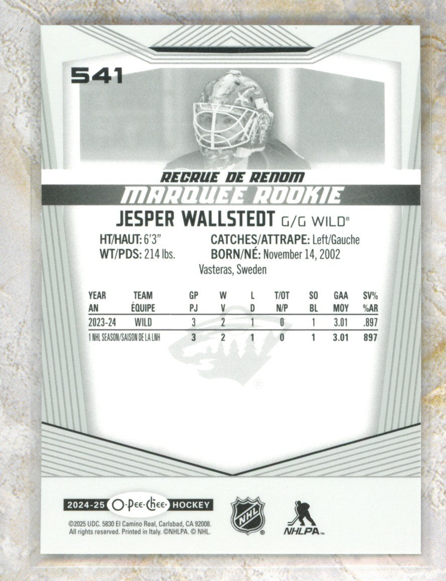 2024-25 O-Pee-Chee O-Pee-Chee #541 Jesper Wallstedt Raw trading card