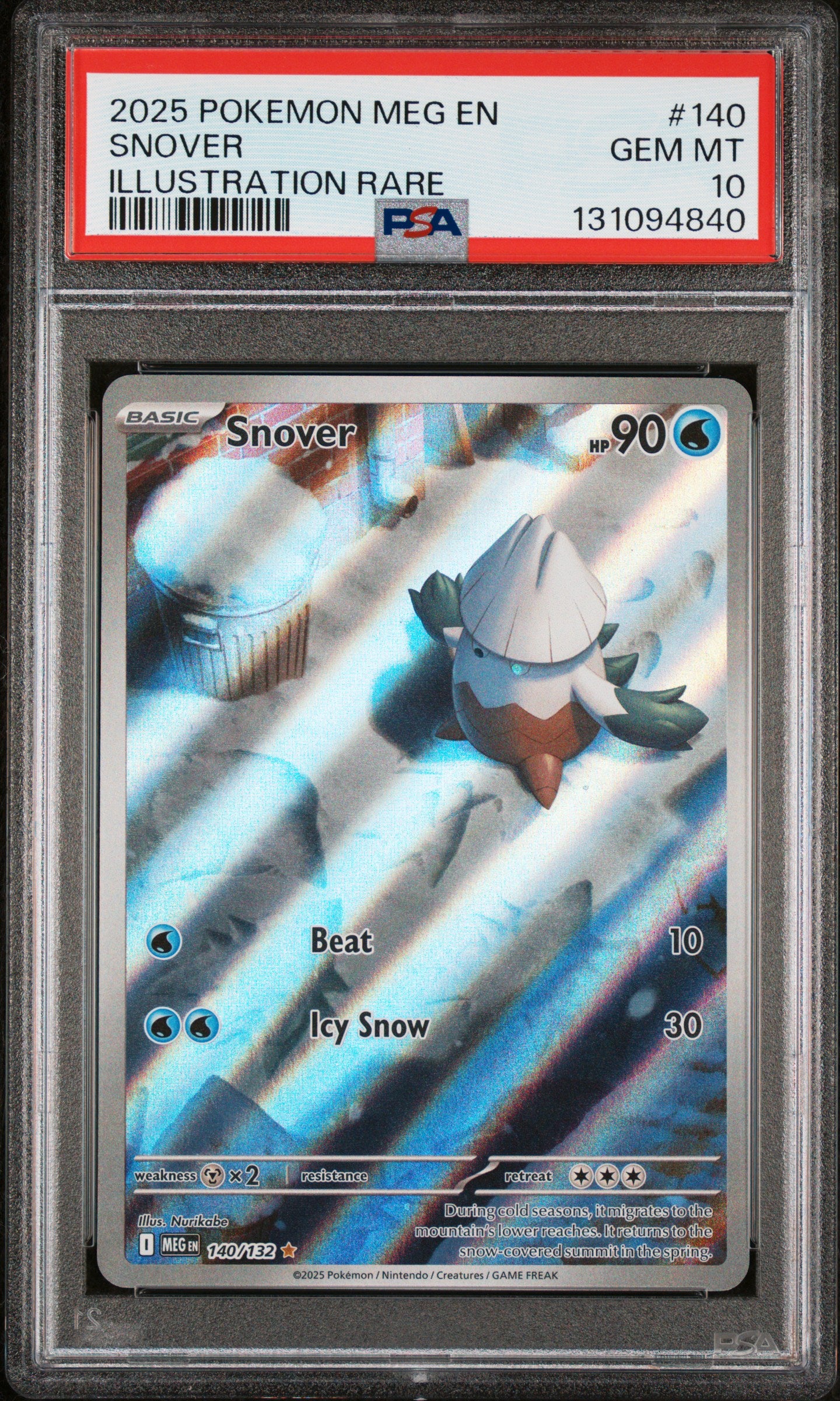 2025 Pokémon MEG EN Snover #140 Illustration Rare PSA 10 Cert #131094840