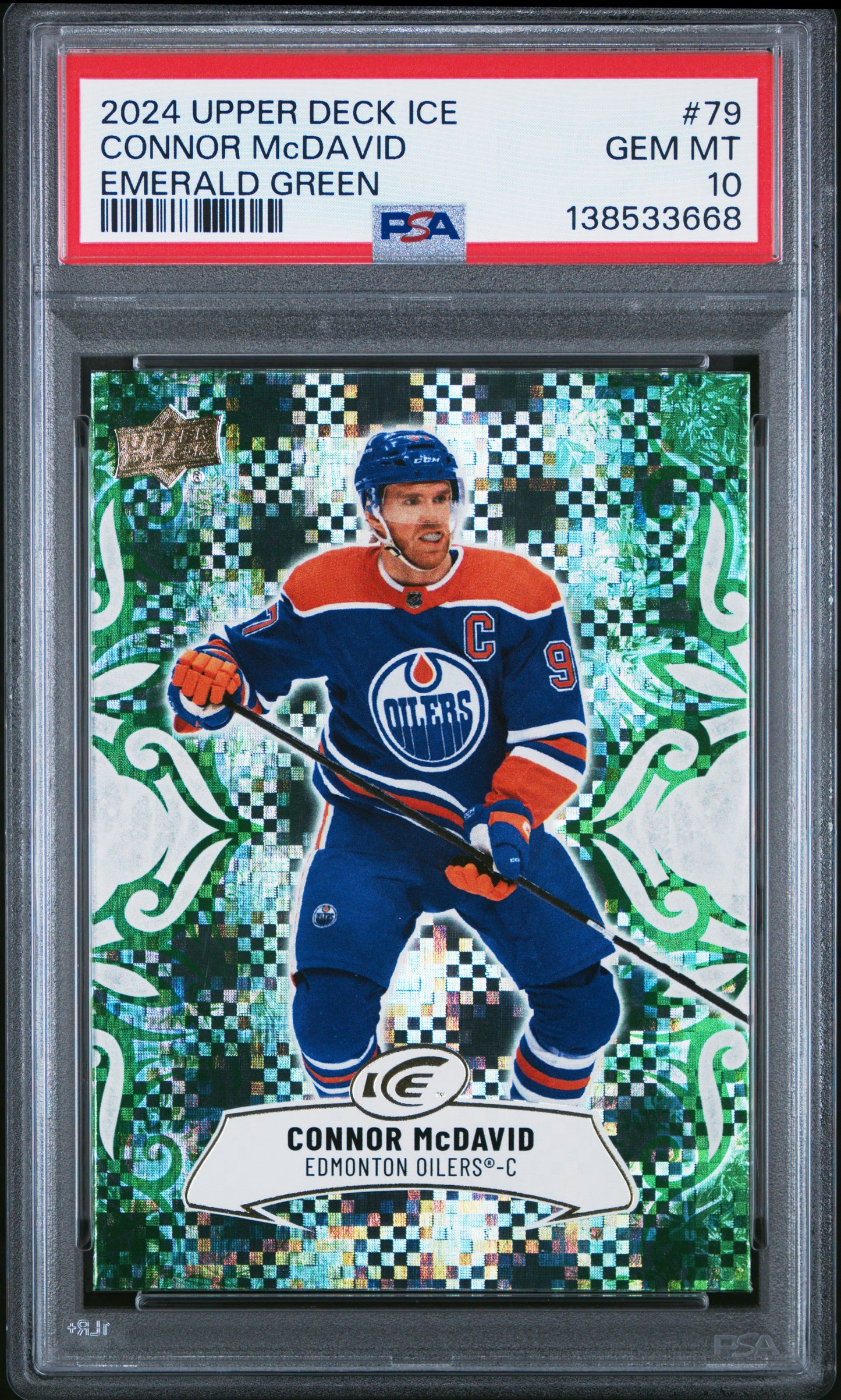 2024-25 Upper Deck Ice Hockey Connor McDavid #79 Emerald Green PSA 10 Cert #138533668