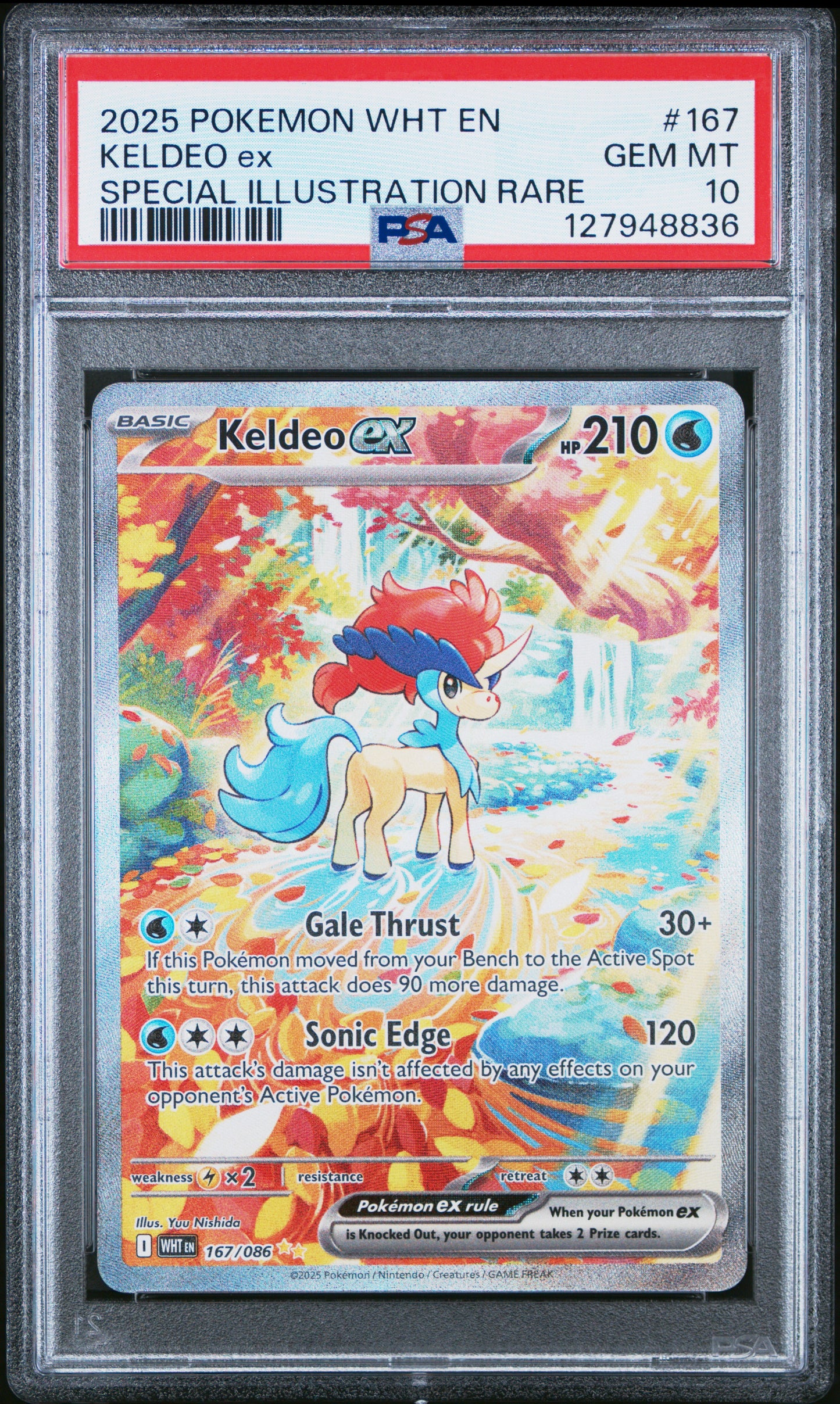 2025 Pokemon WHT EN-White Aura #167 Keldeo ex SIR PSA 10 Graded trading card