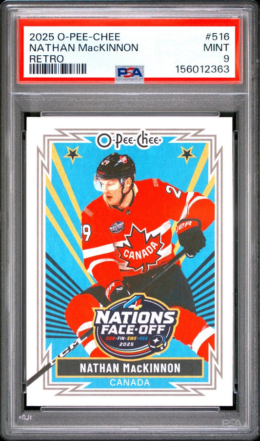 2025-26 O-Pee-Chee O-Pee-Chee #516 Nathan MacKinnon PSA 9 Graded trading card