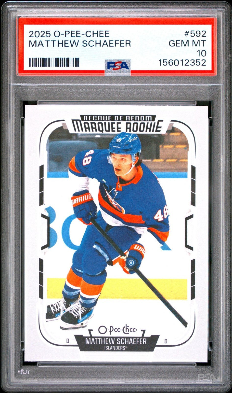 2025-26 O-Pee-Chee O-Pee-Chee #592 Matthew Schaefer PSA 10 Graded trading card