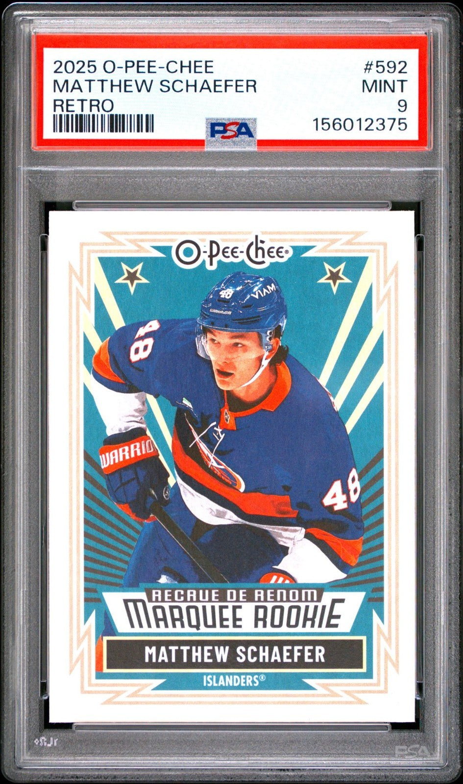 2025-26 O-Pee-Chee O-Pee-Chee #592 Matthew Schaefer PSA 9 Graded trading card