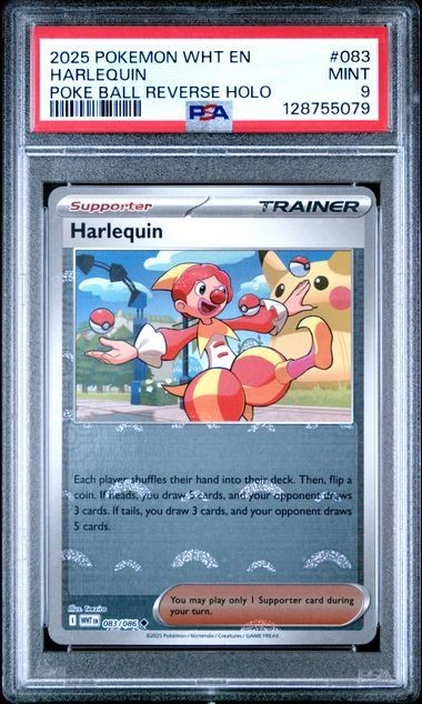2025 Pokemon WHT EN-White Flare #083 Harlequin Poke Ball Reverse PSA 9 Graded trading card