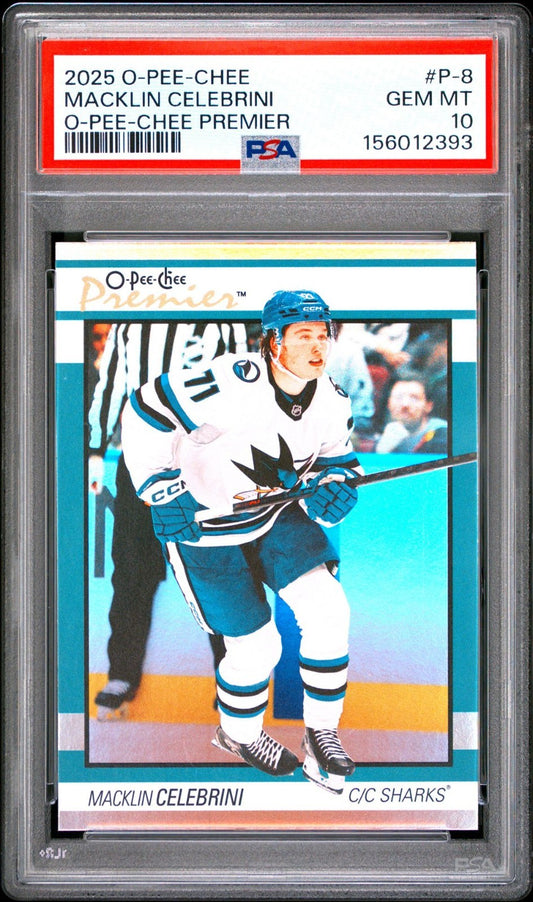2025-26 O-Pee-Chee O-Pee-Chee #P-8 Macklin Celebrini PSA 10 Graded trading card