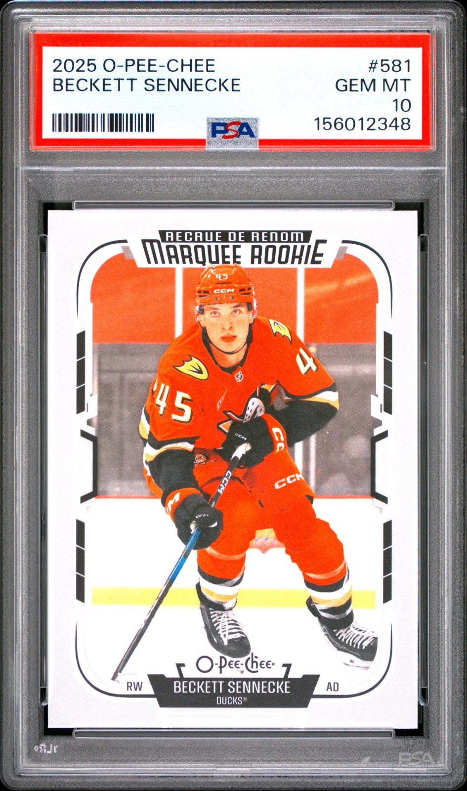 2025-26 O-Pee-Chee O-Pee-Chee #581 Beckett Sennecke PSA 10 Graded trading card