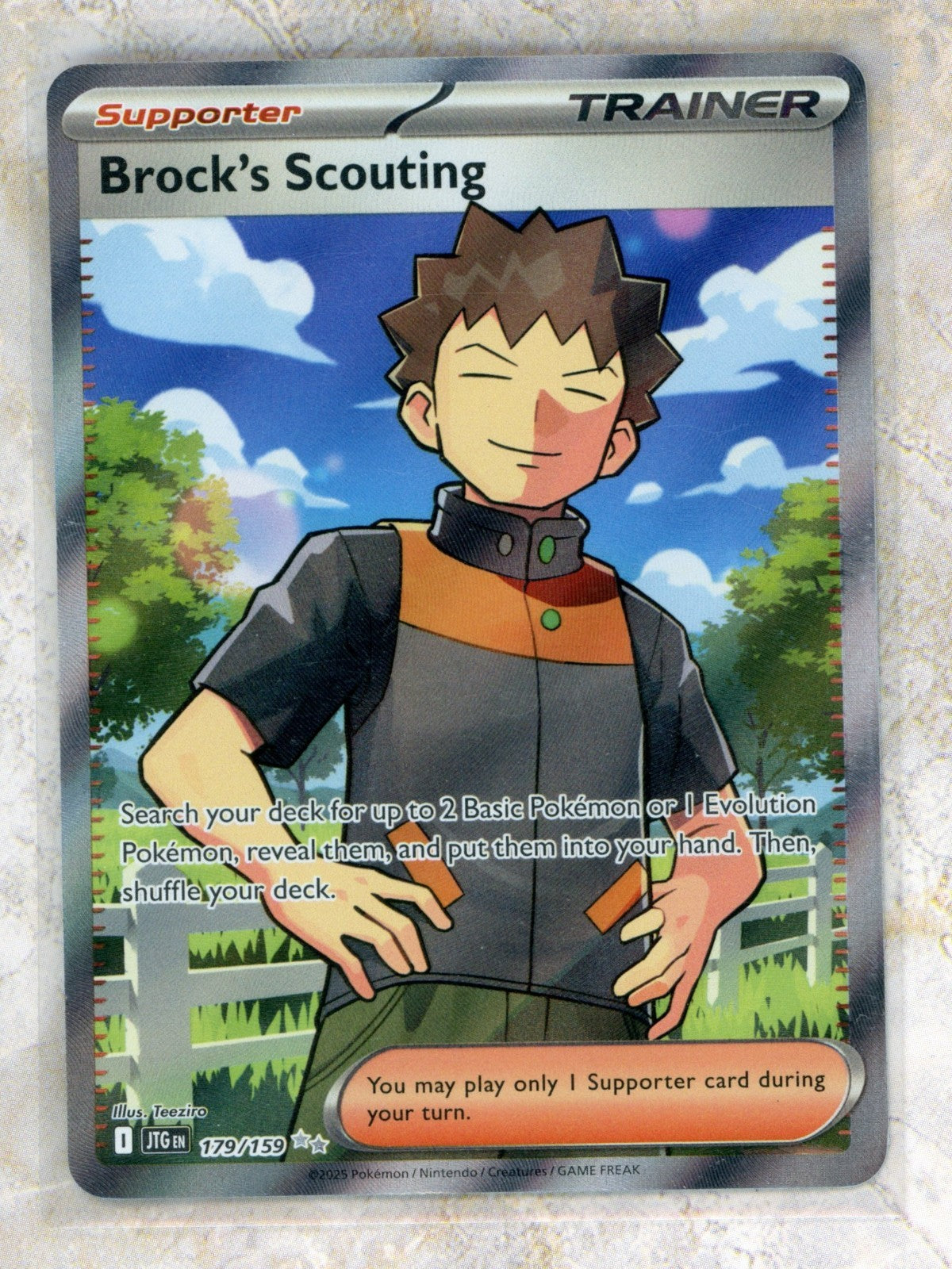 2025 Pokemon JTG EN-Journey Together #179 Brock's Scouting UR Raw trading card