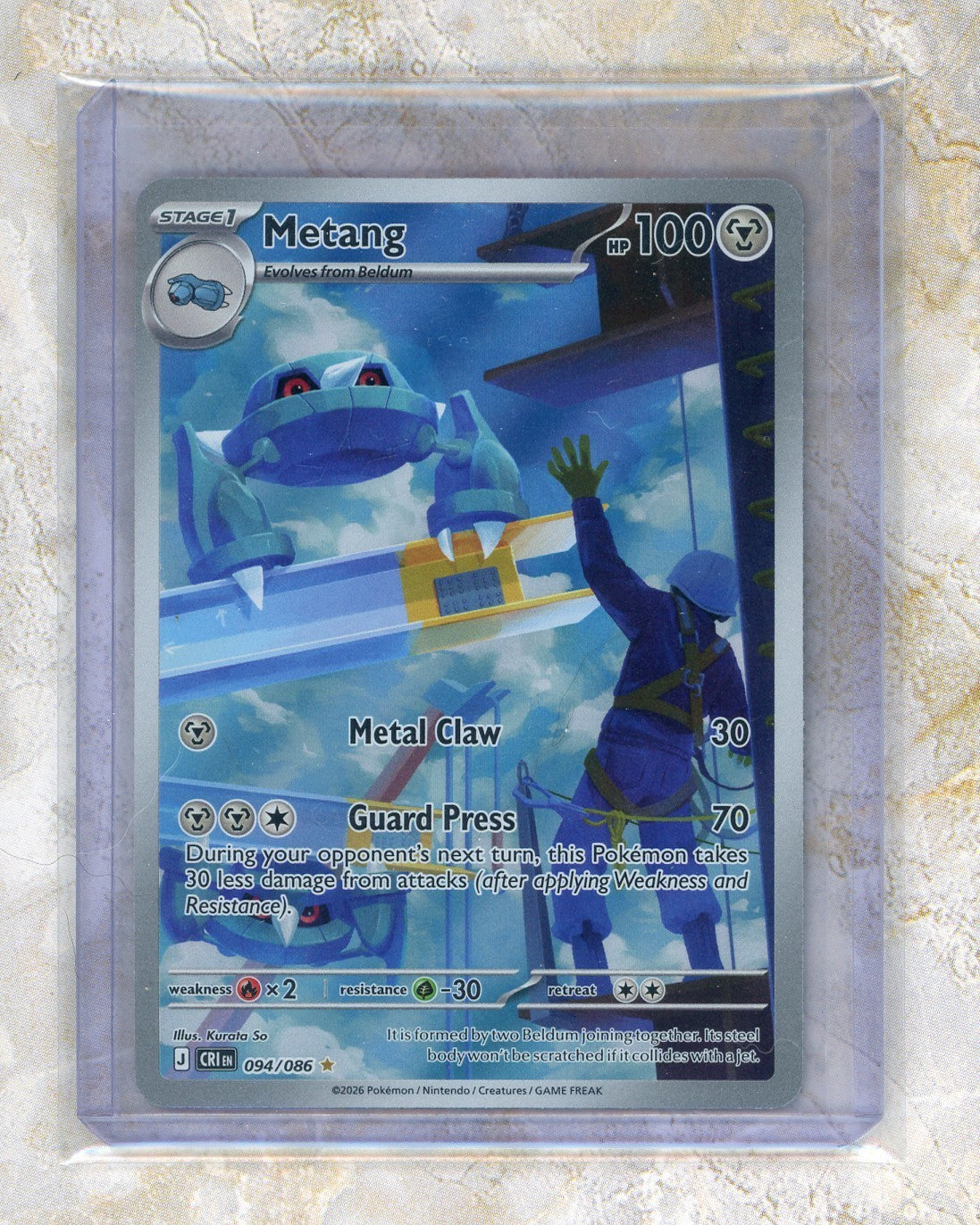 2026 Pokemon CRI EN-Chaos Rising #094 Metang IR Raw trading card