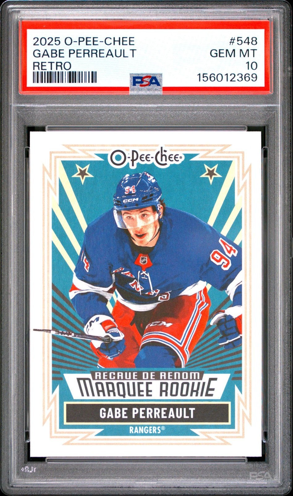 2025-26 O-Pee-Chee O-Pee-Chee #548 Gabe Perreault PSA 10 Graded trading card