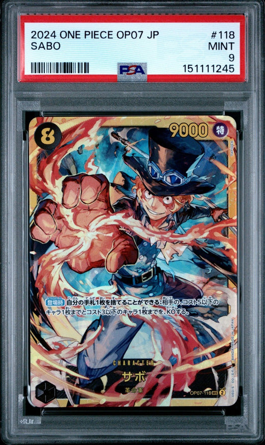 2025 One Piece PRB02-Premium Booster The Best Vol. 2 #118 Sabo PSA 9 Graded trading card