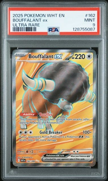 2025 Pokemon WHT EN-White Flare #162 Bouffalant Ex UR PSA 9 Graded trading card