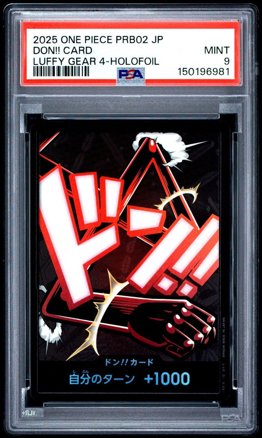 2025 One Piece PRB02-Premium Booster The Best Vol. 2 #DON!! CARD Monkey D. Luffy Gear 4 Holofoil PSA 9 Graded trading card