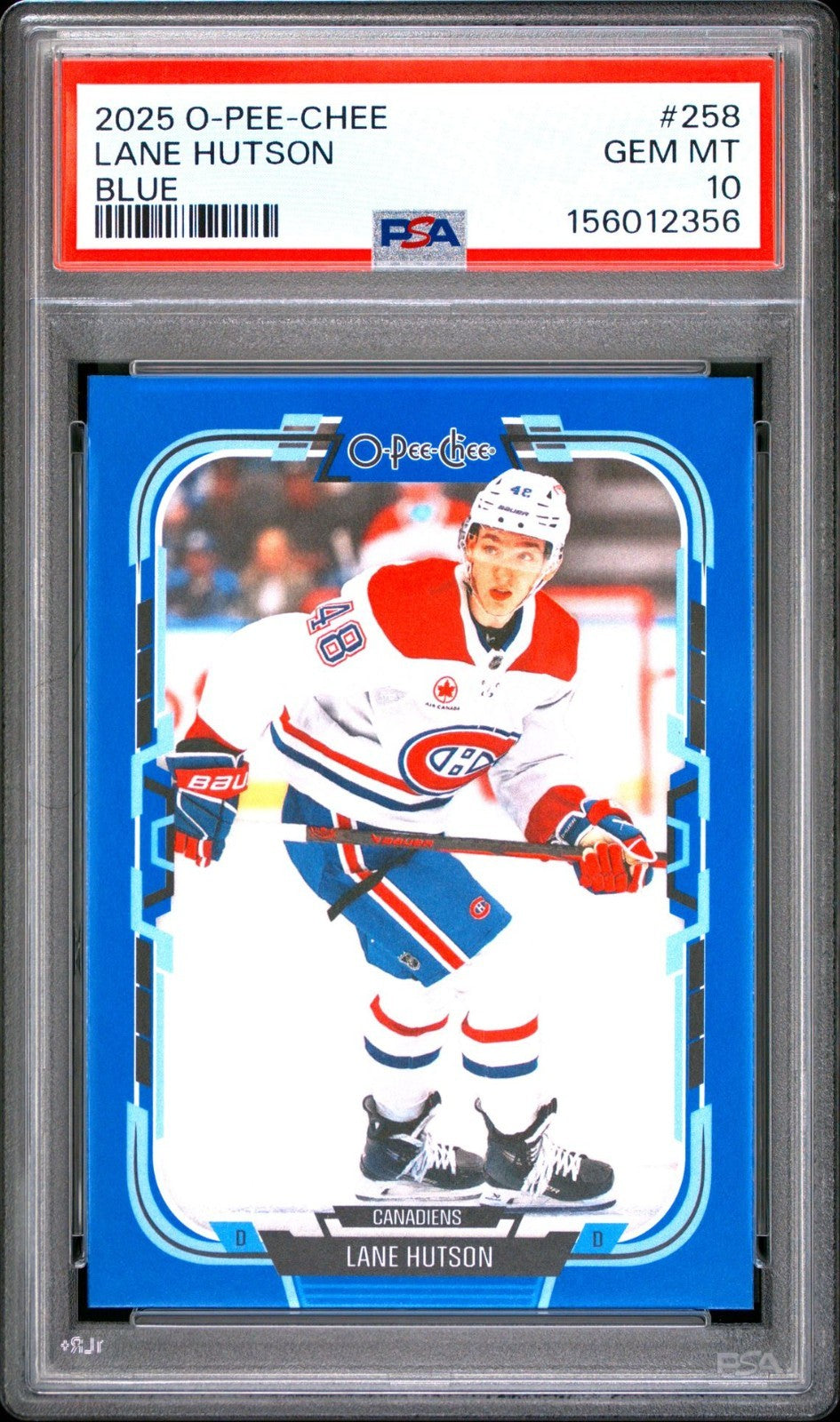 2025-26 O-Pee-Chee O-Pee-Chee #258 Lane Hutson PSA 10 Graded trading card