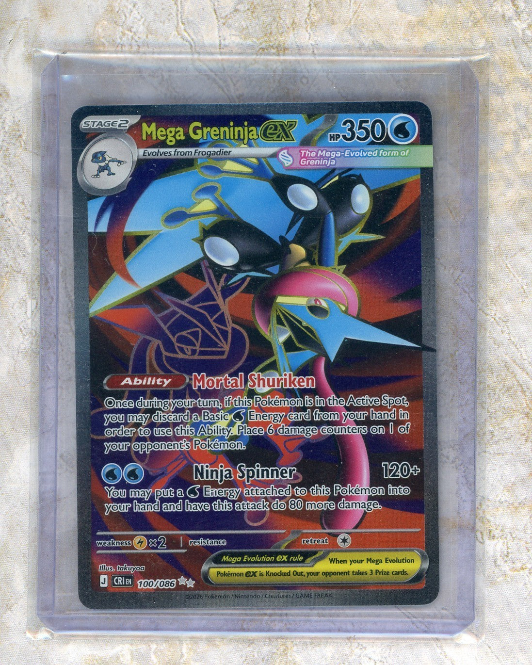 2026 Pokemon CRI EN-Chaos Rising #100 Mega Greninja Ex Raw trading card
