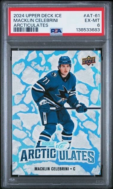 2024-25 Upper Deck Ice Upper Deck Ice #AT-61 Macklin Celebrini PSA 8 Graded trading card