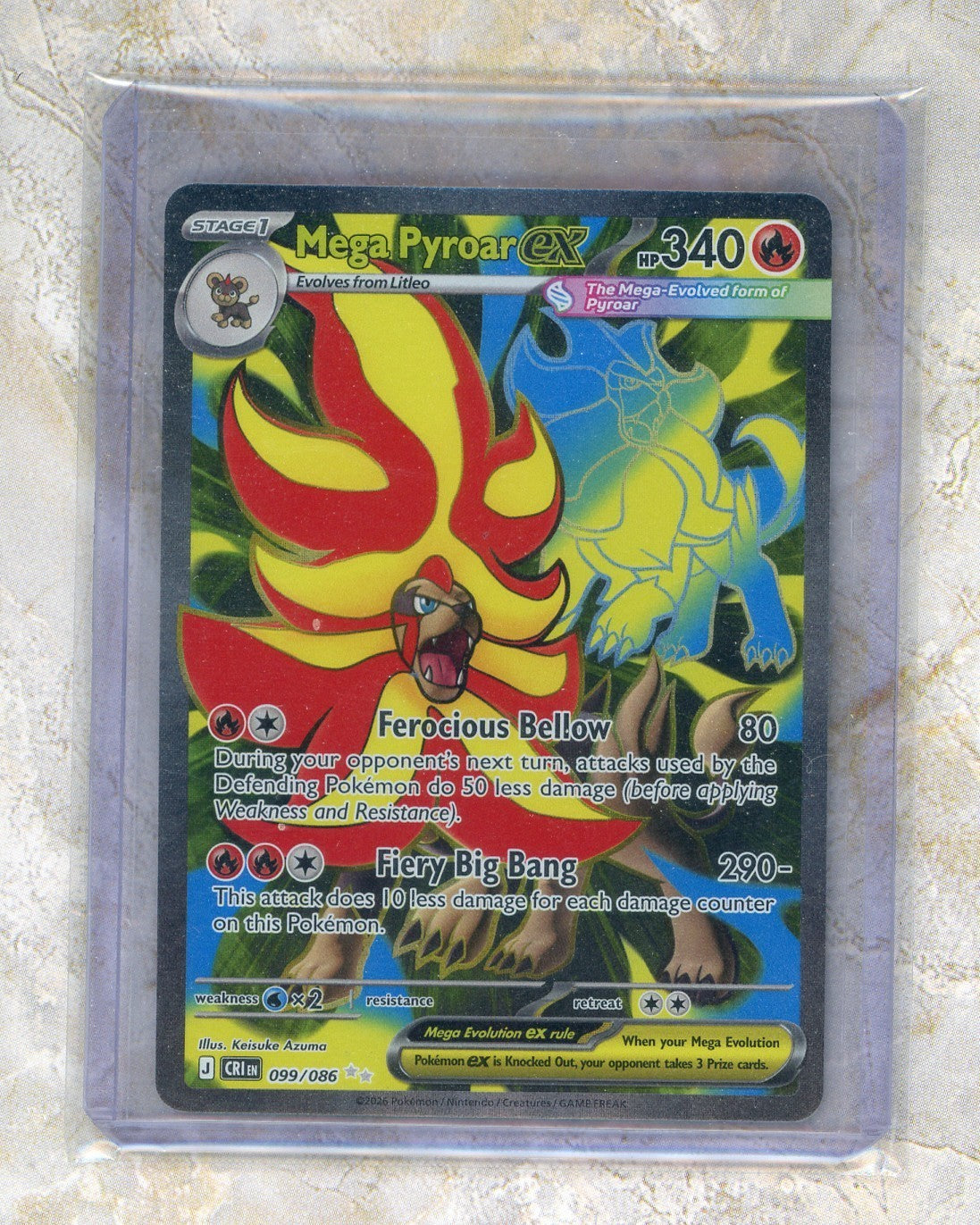 2026 Pokemon CRI EN-Chaos Rising #099 Mega Pyroar Ex Raw trading card