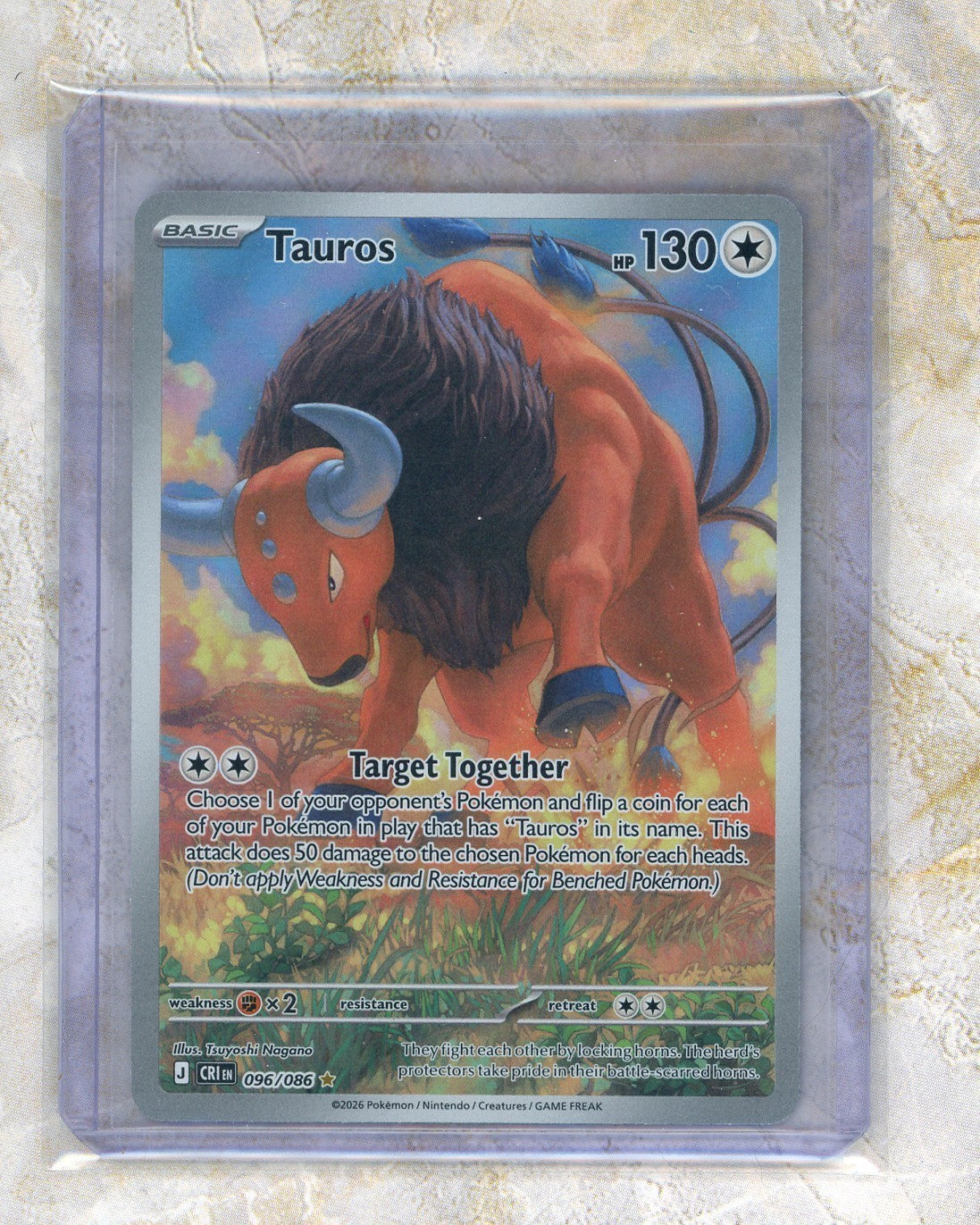 2026 Pokemon CRI EN-Chaos Rising #096 Tauros IR Raw trading card