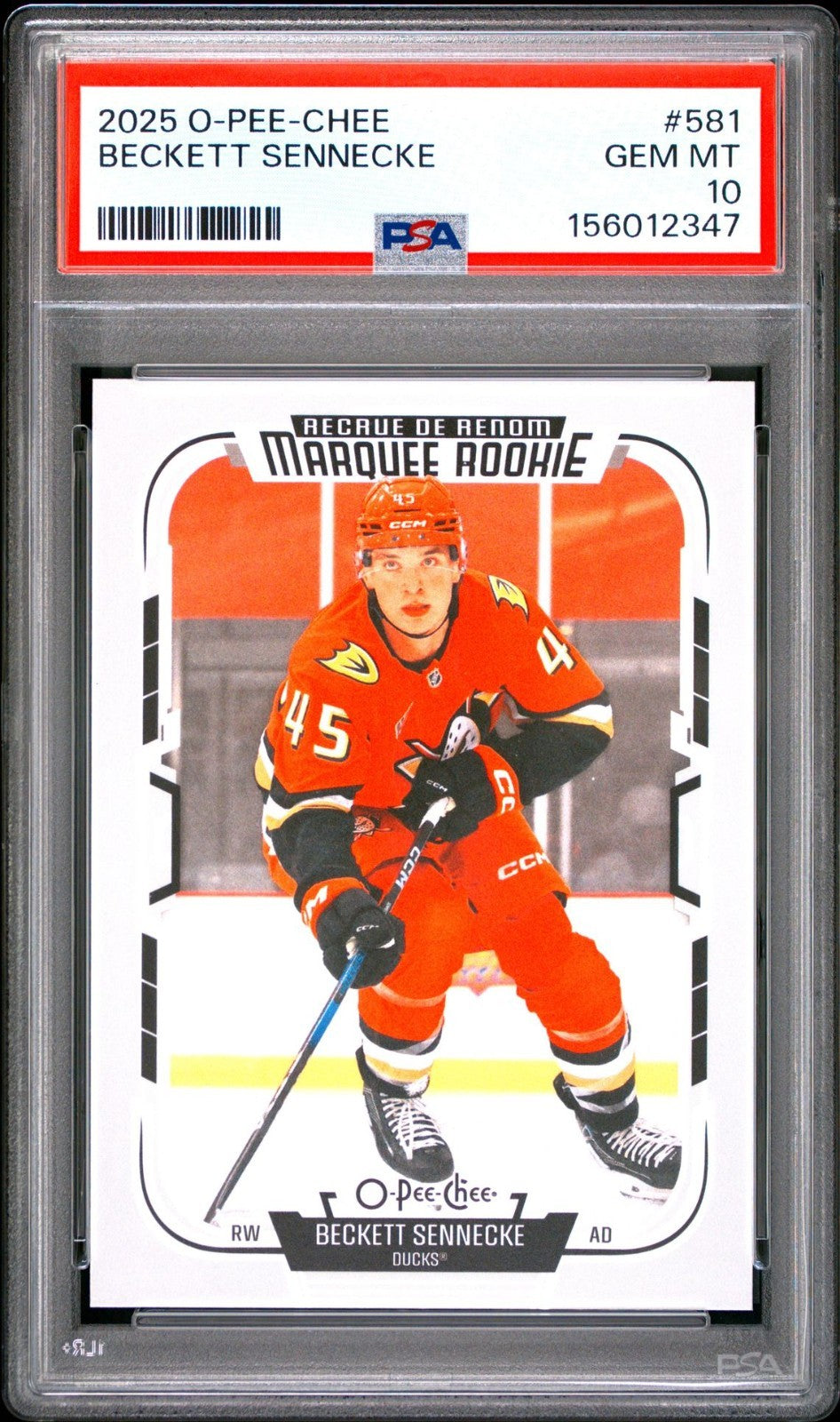 2025-26 O-Pee-Chee O-Pee-Chee #581 Beckett Sennecke PSA 10 Graded trading card