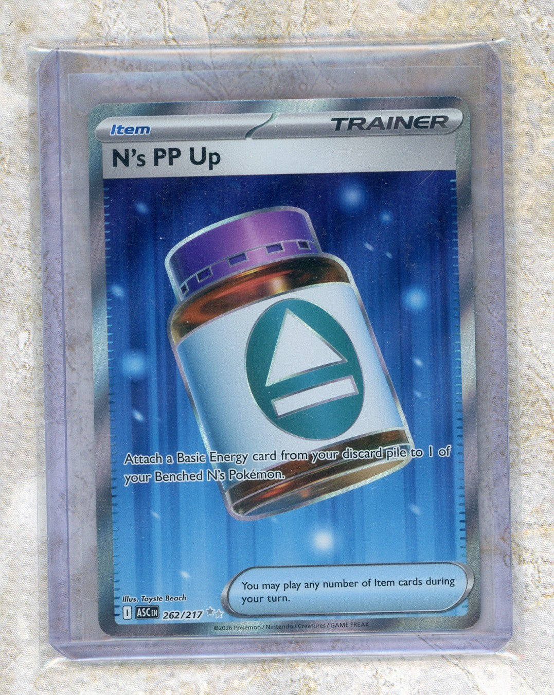 2026 Pokemon ASC EN-Ascended Heroes #262 N's Pp Up UR Raw trading card