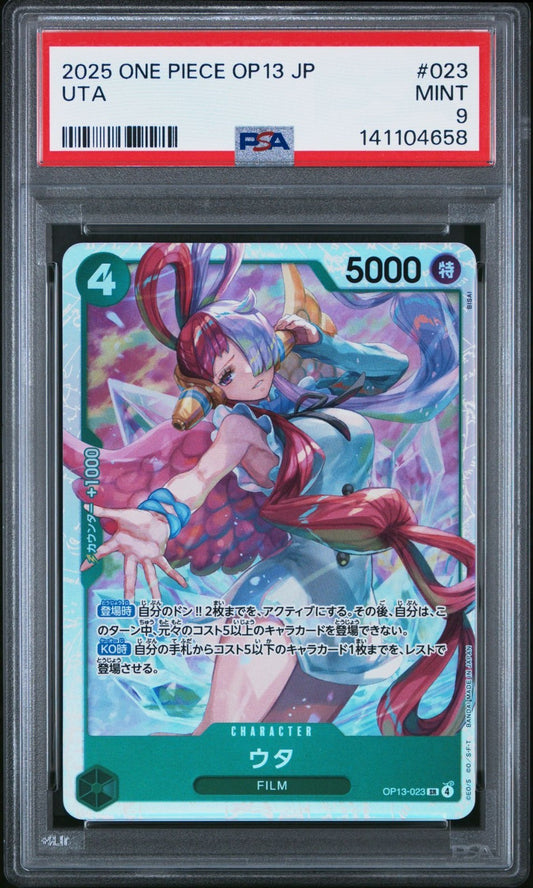 2025 One Piece OP13-Carrying Of His Will #OP13-023 Uta PSA 9 Graded trading card