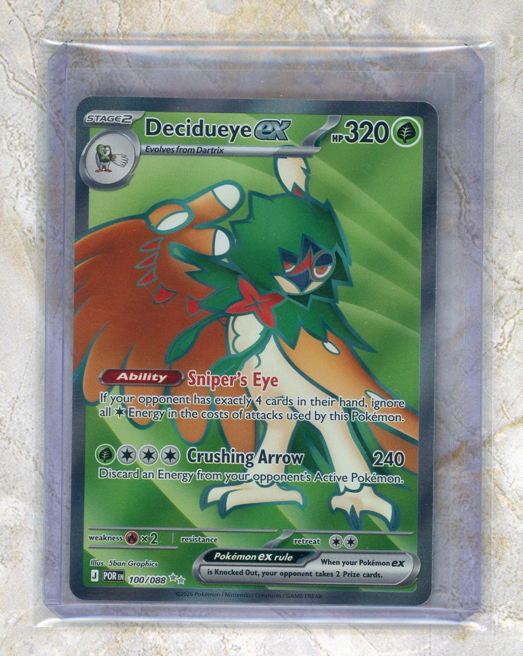 2026 Pokemon POR EN-Perfect Order #100 Decidueye Ex UR Raw trading card