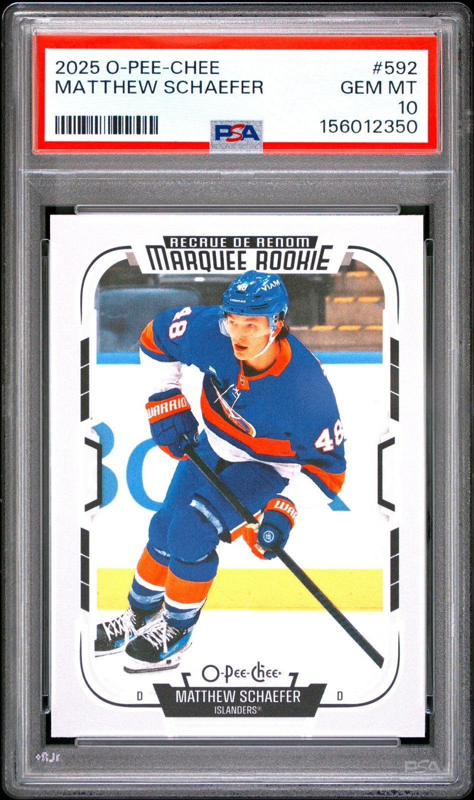 2025-26 O-Pee-Chee O-Pee-Chee #592 Matthew Schaefer PSA 10 Graded trading card