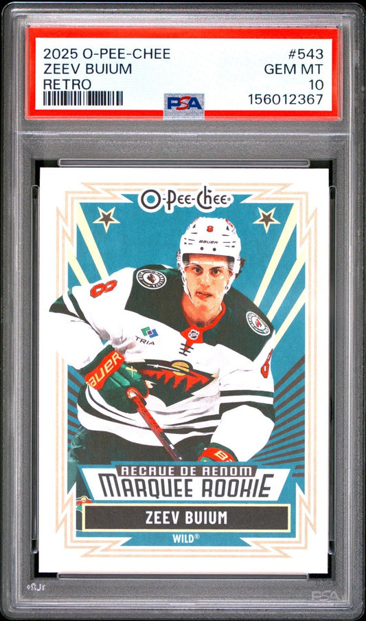 2025-26 O-Pee-Chee O-Pee-Chee #543 Zeev Buium PSA 10 Graded trading card
