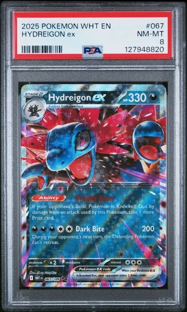 2025 Pokemon WHT EN-White Flare #067 Hydreigon Ex PSA 8 Graded trading card