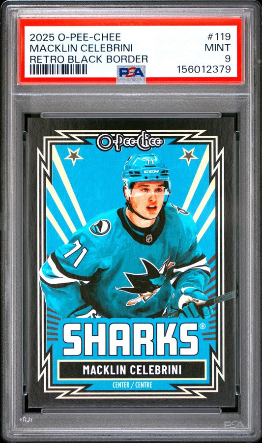 2025-26 O-Pee-Chee O-Pee-Chee #119 Macklin Celebrini 100 PSA 9 Graded trading card