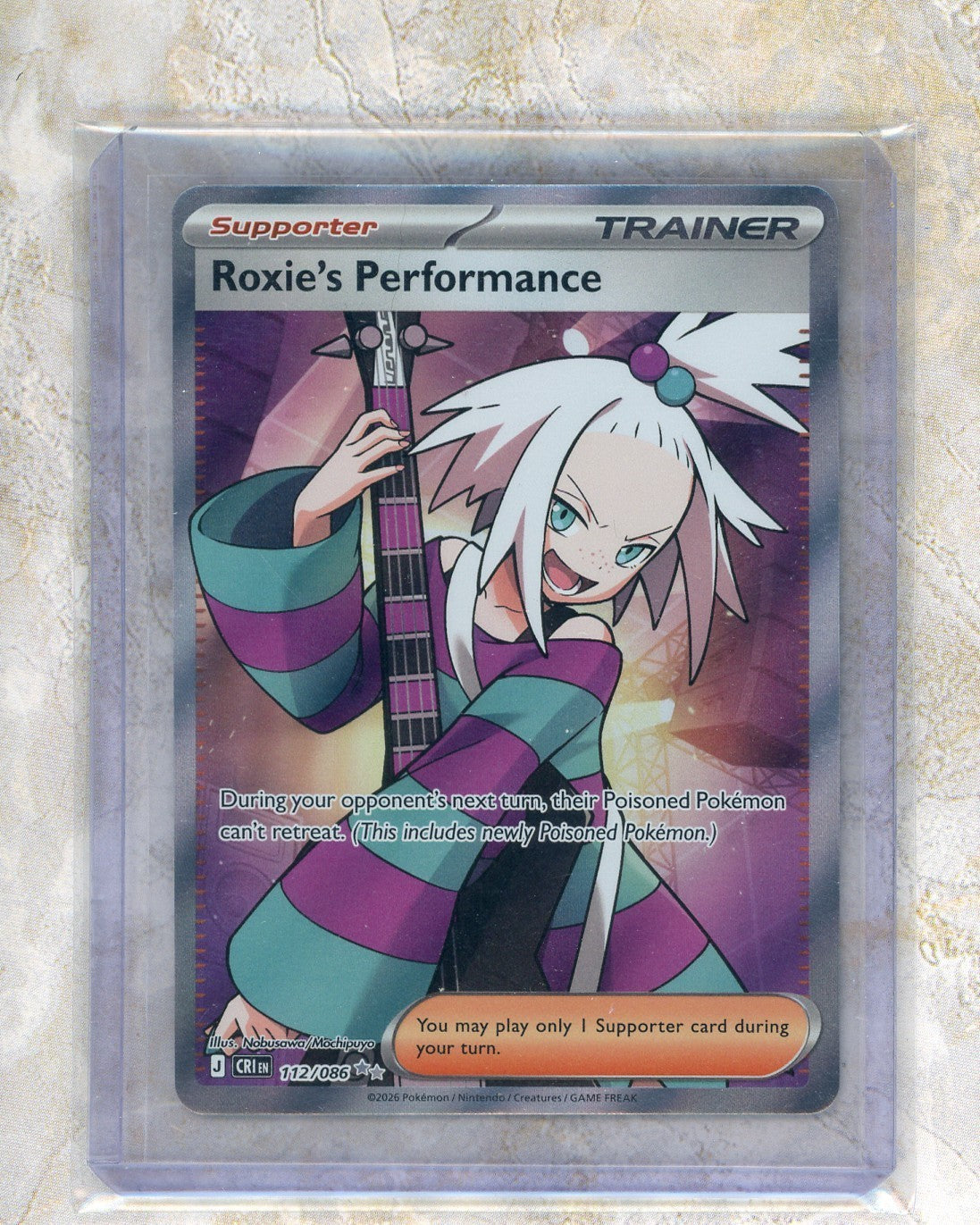 2026 Pokemon CRI EN-Chaos Rising #112 Roxie's Performance UR Raw trading card