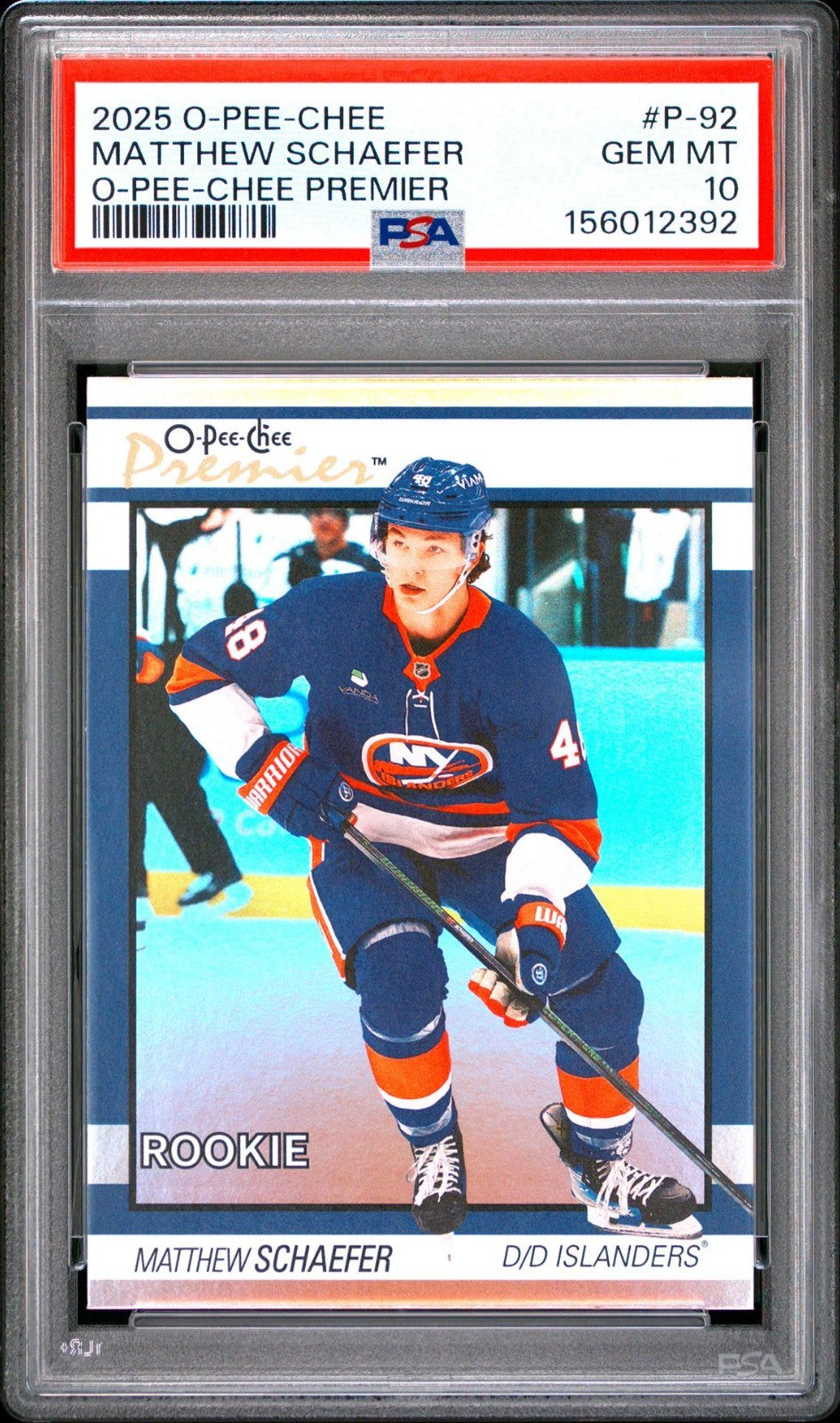 2025-26 O-Pee-Chee O-Pee-Chee #P-92 Matthew Schaefer PSA 10 Graded trading card