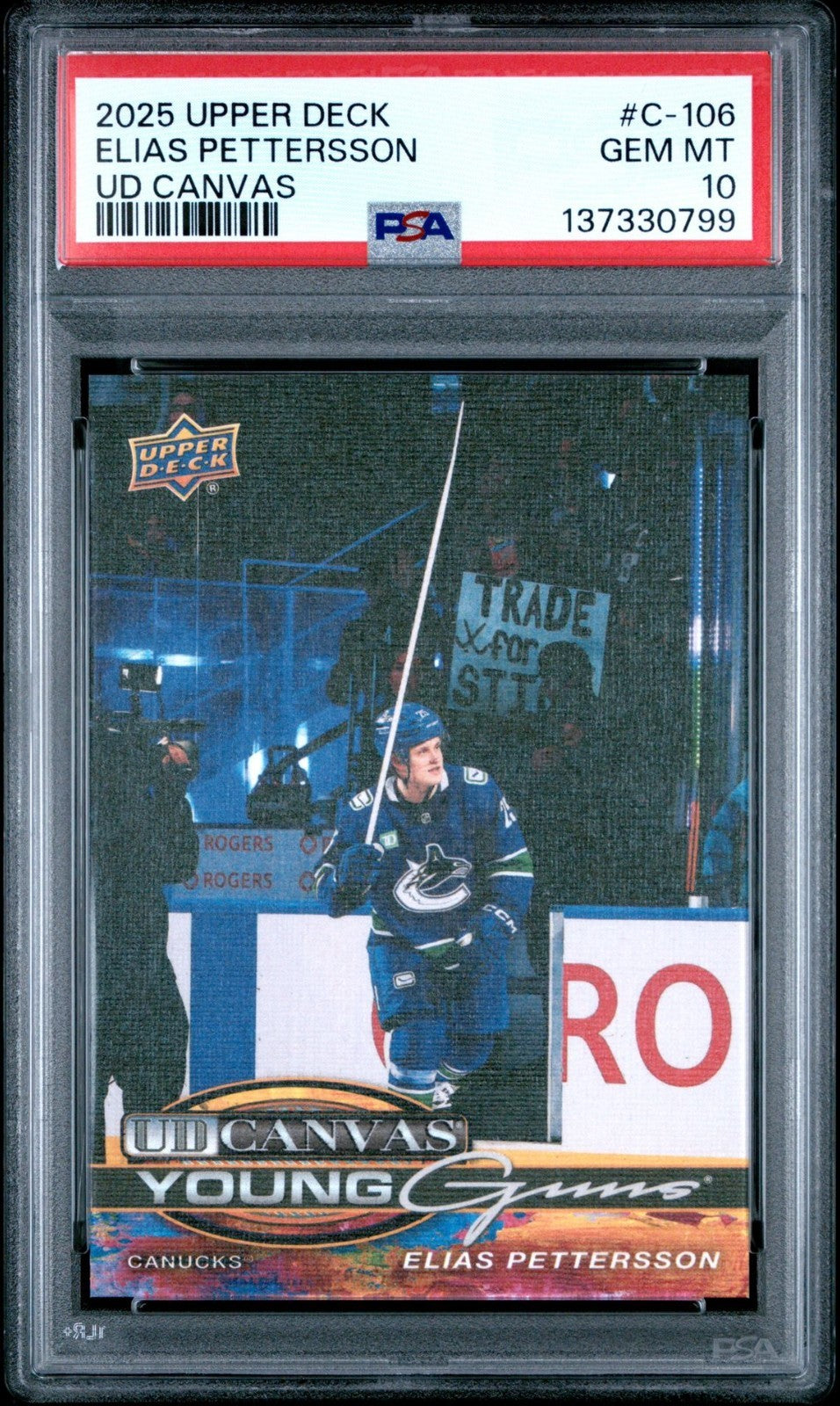 2025-26 Upper Deck Upper Deck #C106 Elias Pettersson PSA 10 Graded trading card