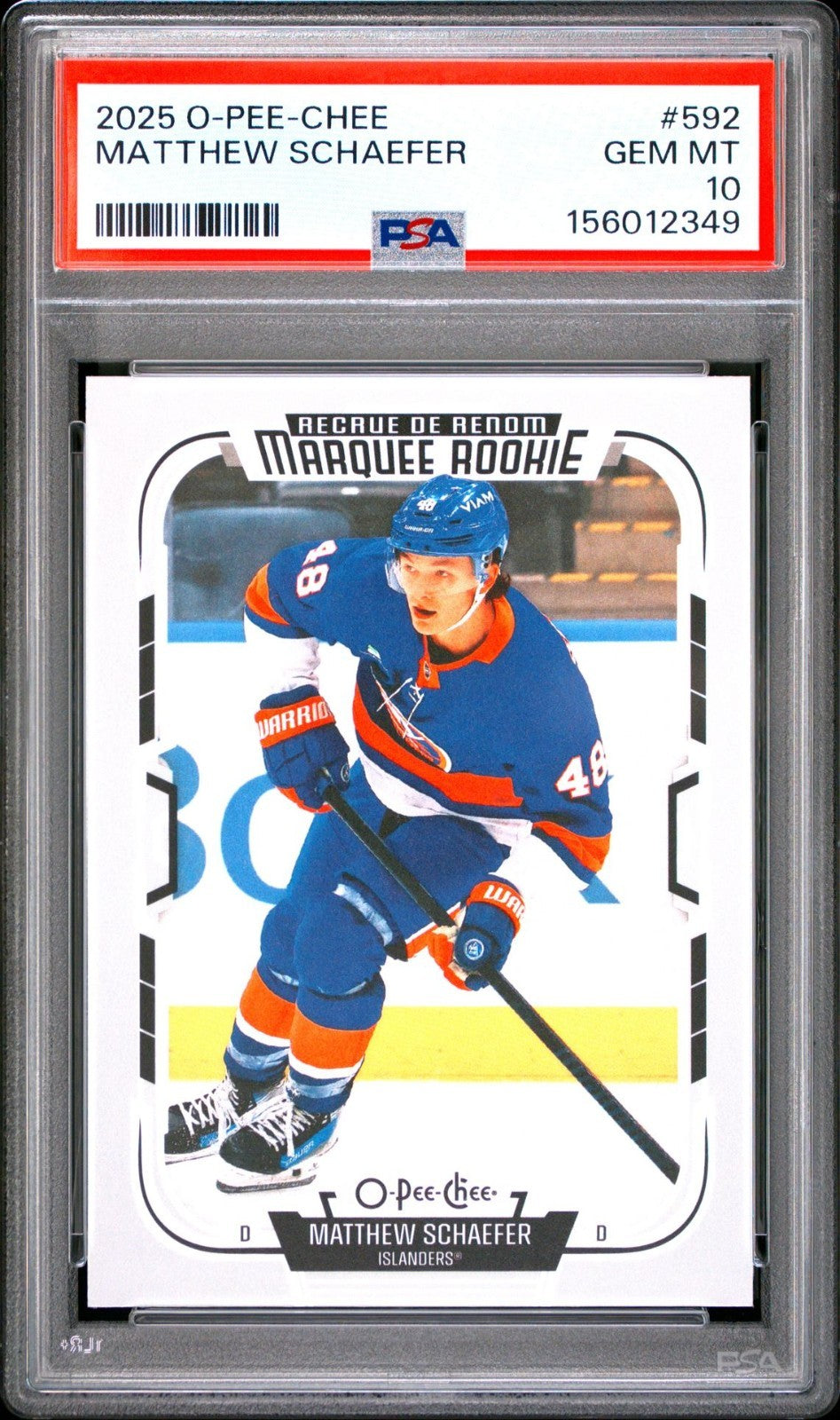 2025-26 O-Pee-Chee O-Pee-Chee #592 Matthew Schaefer PSA 10 Graded trading card