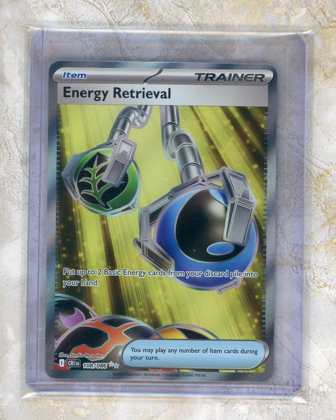 2026 Pokemon CRI EN-Chaos Rising #108 Energy Retrieval UR Raw trading card