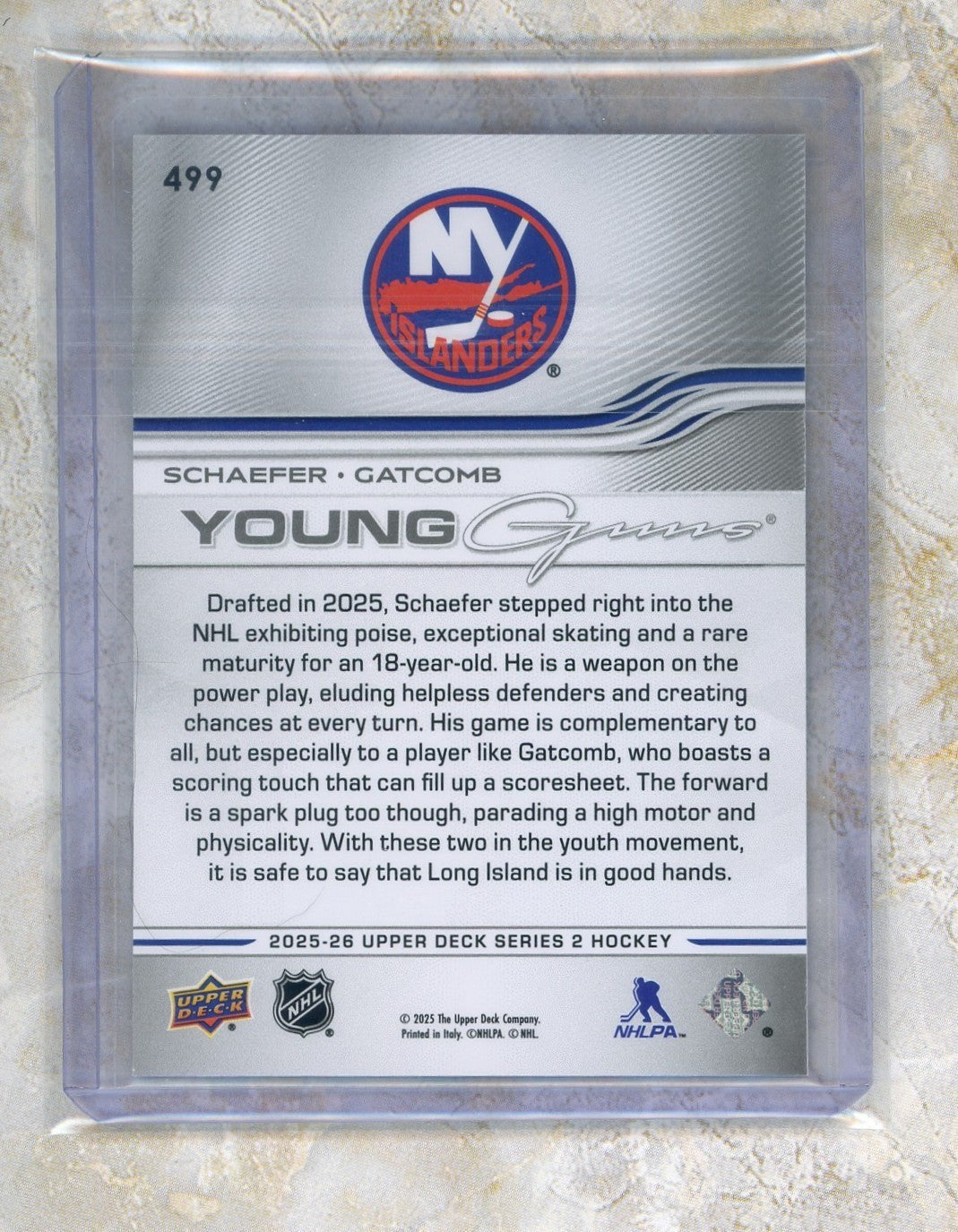 2025-26 Upper Deck Upper Deck #499 Matthew Schaefer/Marc Gatcomb Teammates MAR Raw trading card