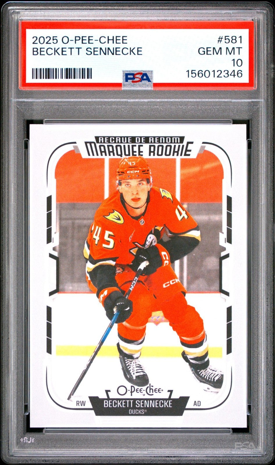 2025-26 O-Pee-Chee O-Pee-Chee #581 Beckett Sennecke PSA 10 Graded trading card