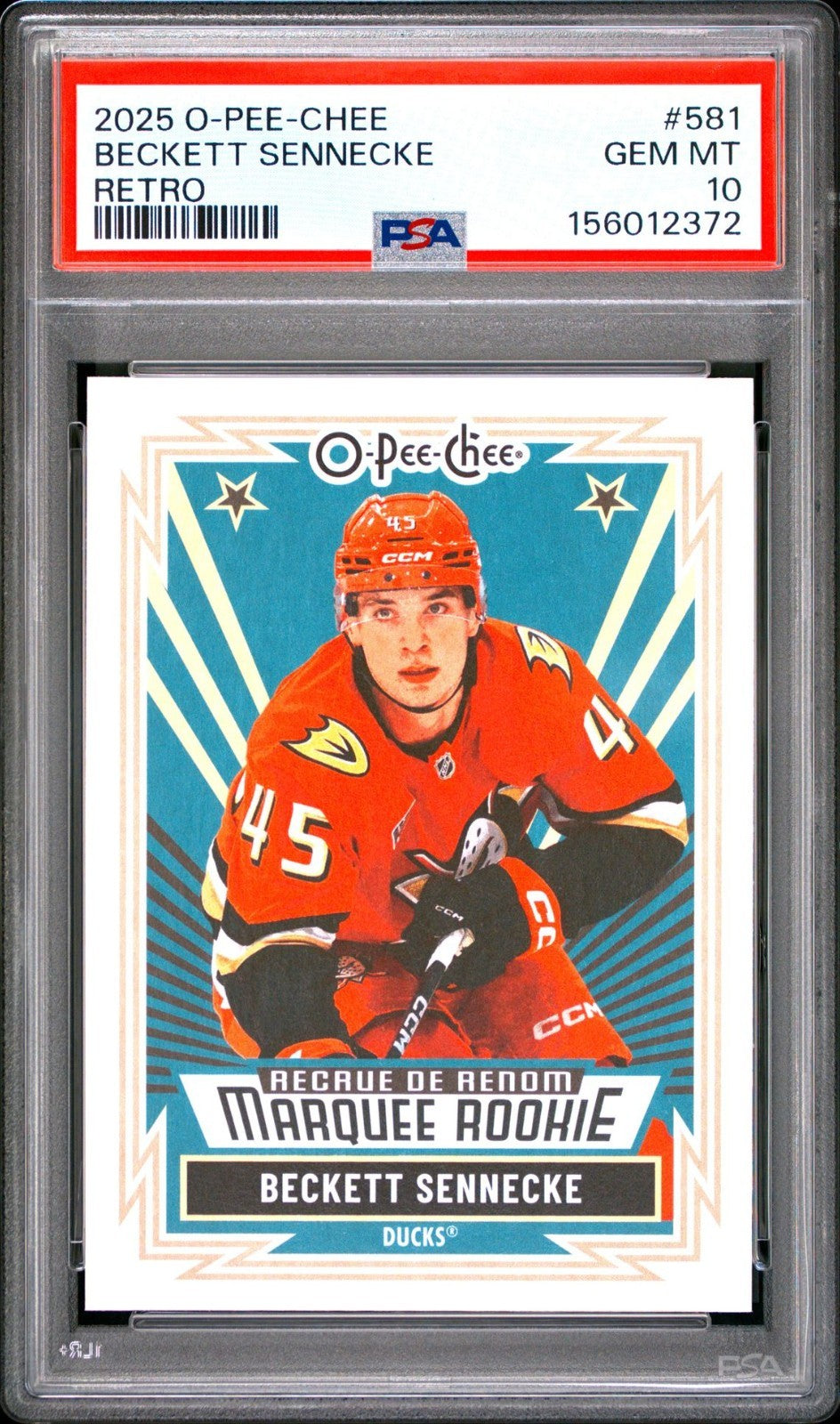 2025-26 O-Pee-Chee O-Pee-Chee #581 Beckett Sennecke PSA 10 Graded trading card
