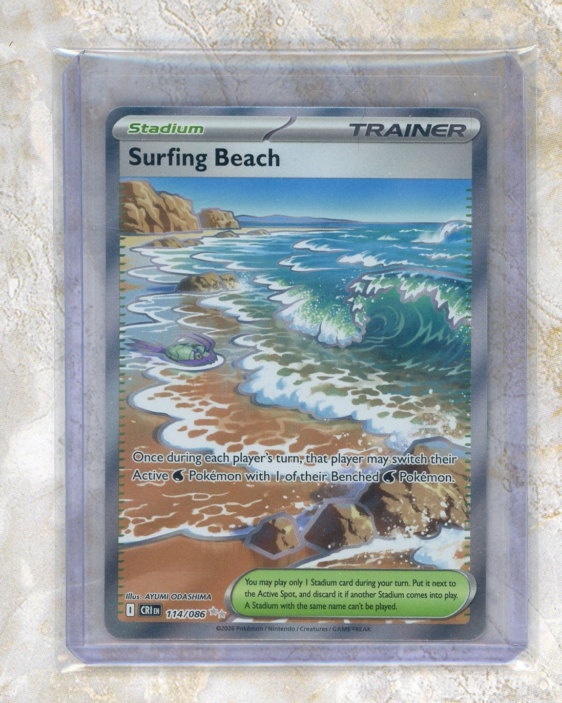 2026 Pokemon CRI EN-Chaos Rising #114 Surfing Beach Raw trading card