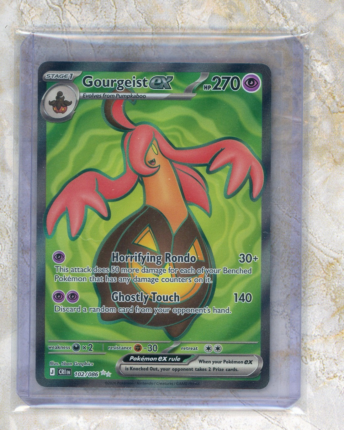 2026 Pokemon CRI EN-Chaos Rising #102 Gourgeist Ex UR Raw trading card