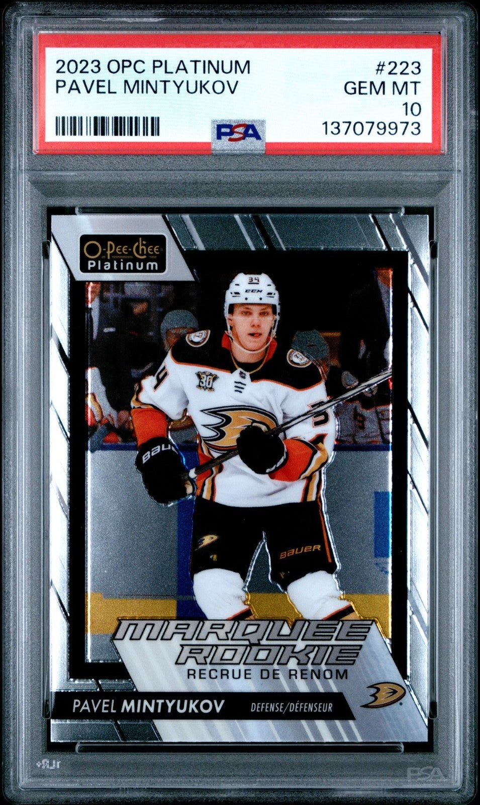 2023-24 O-Pee-Chee Platinum O-Pee-Chee Platinum #223 Pavel Mintyukov MAR PSA 10 Graded trading card