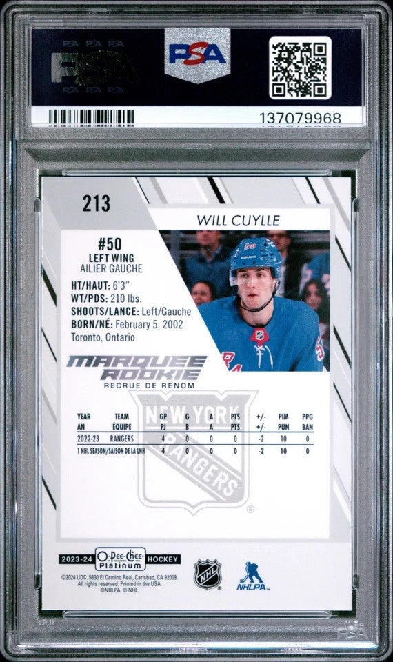 2023-24 O-Pee-Chee Platinum O-Pee-Chee #213 Will Cuylle PSA 10 Graded trading card