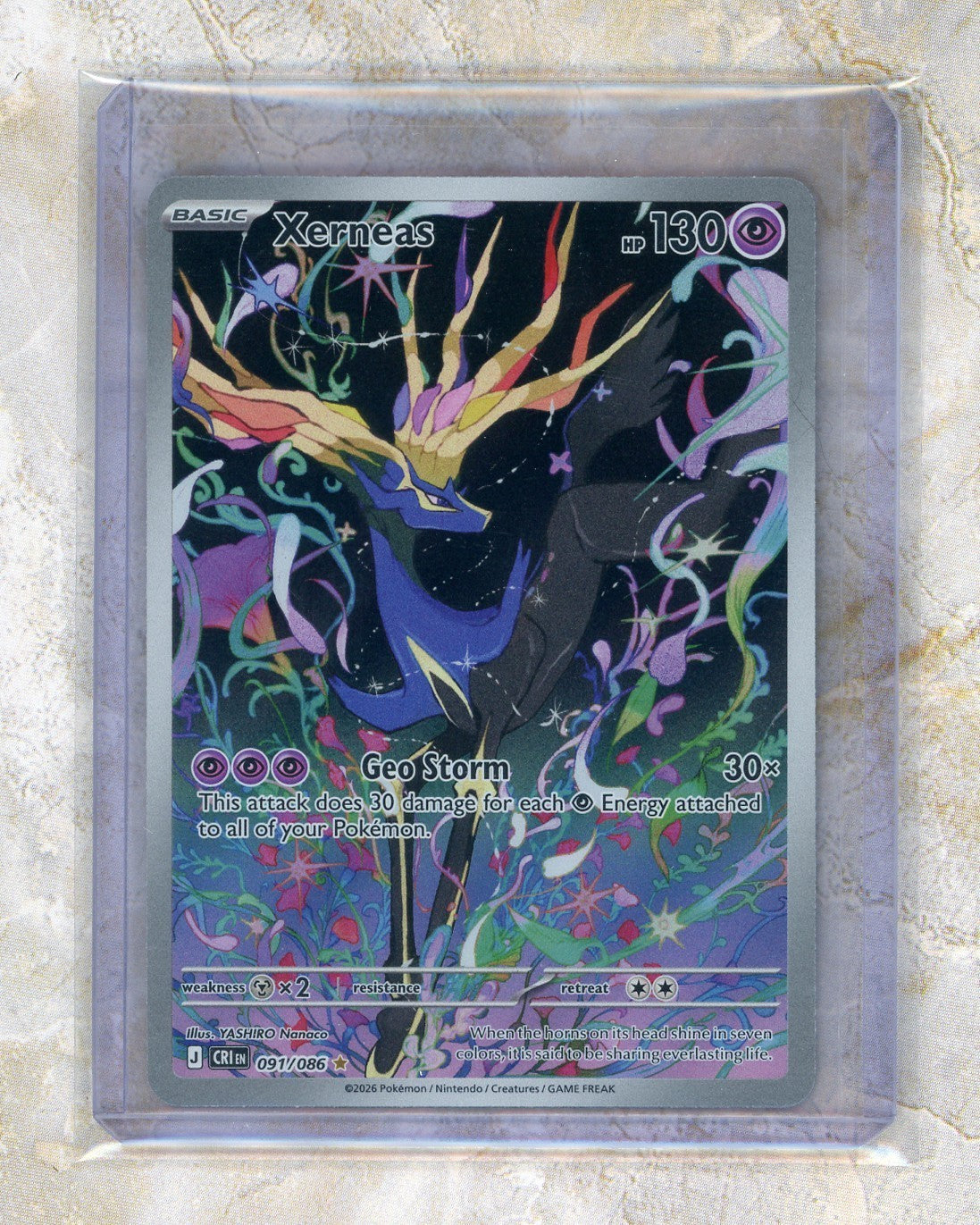 2026 Pokemon CRI EN-Chaos Rising #091 Xerneas IR Raw trading card