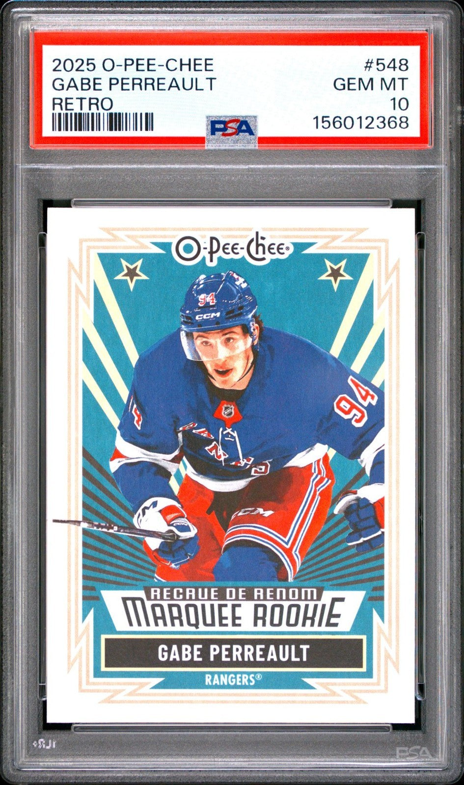 2025-26 O-Pee-Chee O-Pee-Chee #548 Gabe Perreault PSA 10 Graded trading card
