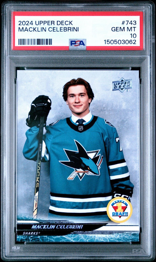 2024-25 Upper Deck Upper Deck Extended Series #743 Macklin Celebrini PSA 10 Graded trading card
