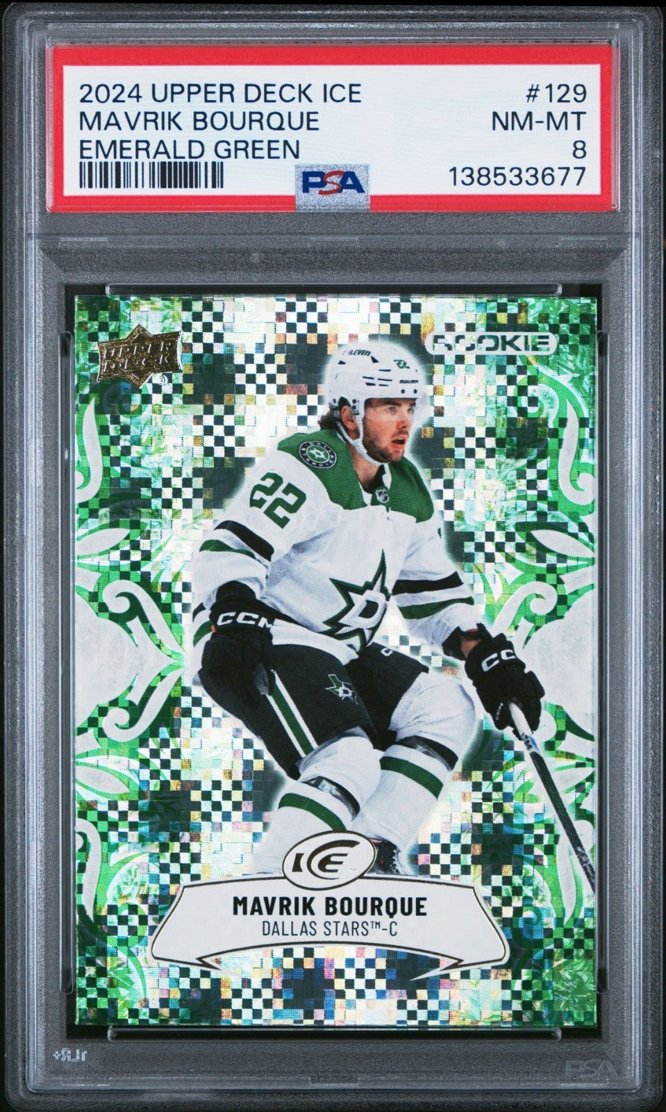 2024-25 Upper Deck Ice Upper Deck Ice #129 Mavrik Bourque PSA 8 Graded trading card