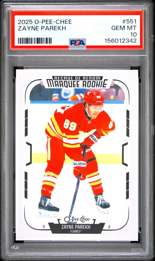 2025-26 O-Pee-Chee O-Pee-Chee #551 Zayne Parekh PSA 10 Graded trading card
