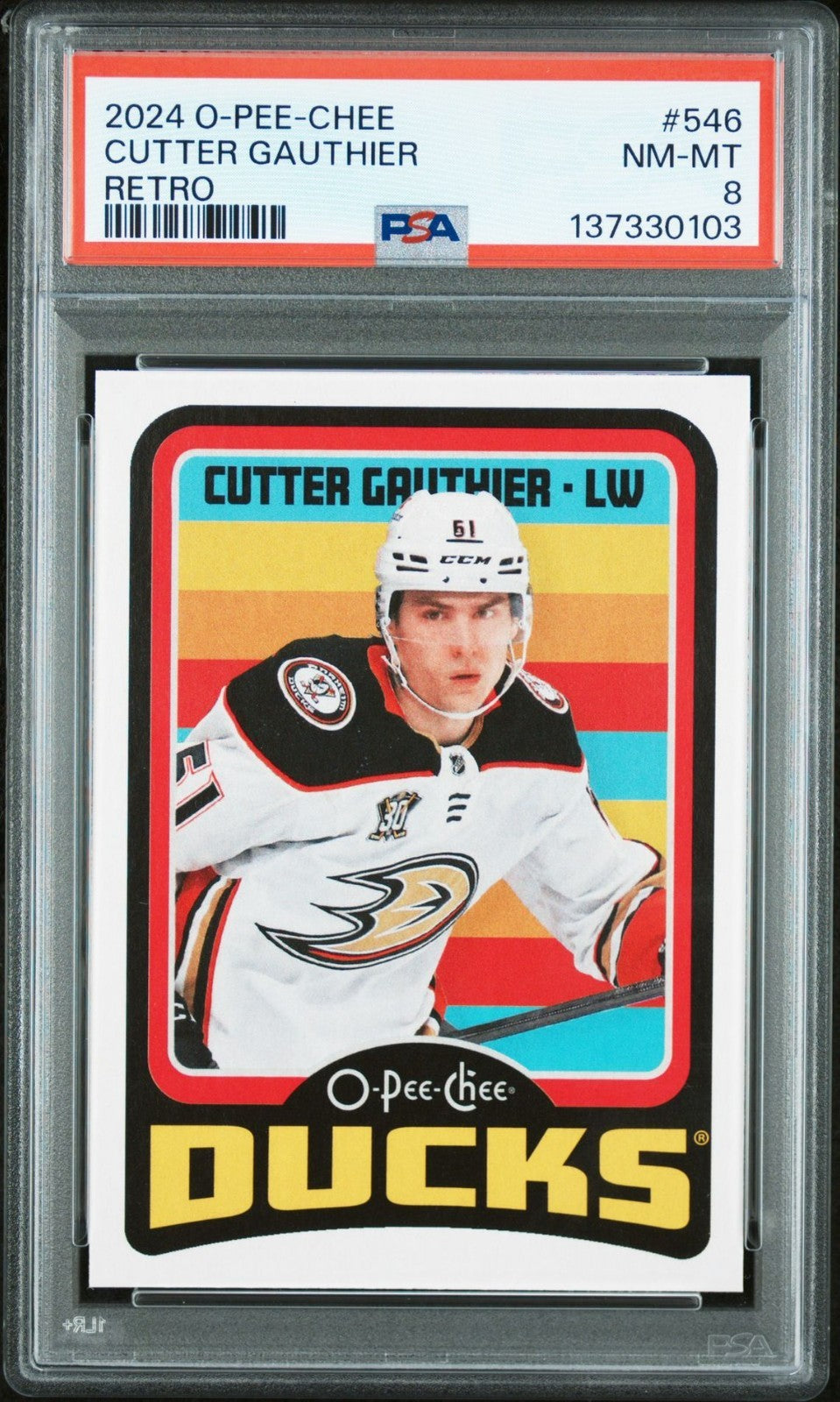 2024-25 O-Pee-Chee O-Pee-Chee #546 Cutter Gauthier MAR PSA 8 Graded trading card